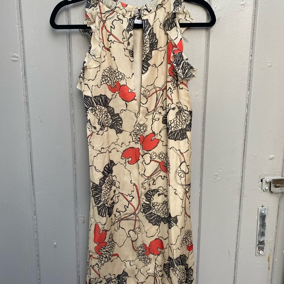 Valentino Floral Chiffon Poppy Print and Ruffle Detail Dress size SMALL - Picture 5 of 8